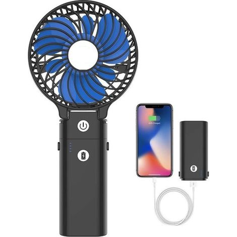 5200mAh Ventilateur à main portable rechargeable alimenté par batterie Mini ventilateur de bureau pliable (1/5)