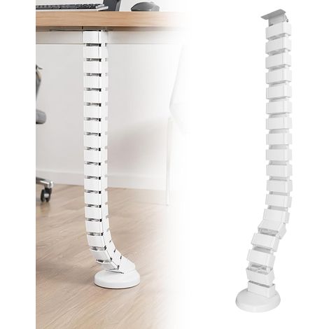 Gaine de câble rectangulaire, 130 cm, gestion des câbles avec fixation par pince, goulotte de câble flexible, pour bureaux réglables en hauteur et fixes (1/5)
