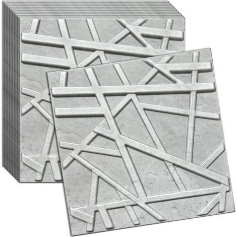 Verdico Wandpaneele Steinoptik 3D Grau Beton – Deckenpaneele 100x50 cm – Set 12 Stück (3 m²) – Wandverkleidung innen zum Kleben