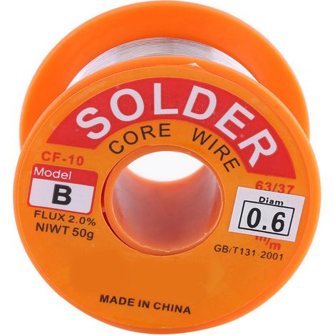 Fil de soudure colophane 63/37 étain 2% flux, bobine 50g pour fer à souder, diamètres 0.6/0.8/1.0mm, soudage électronique (1/5)