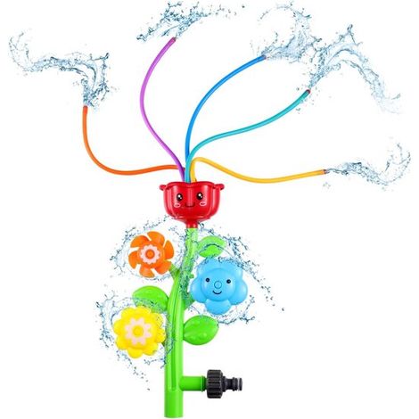 Arroseur d'eau - Arroseur floral d'été - Arroseur floral rotatif - Forme de fleur - 8 tubes ondulants - Arroseur d'extérieur - Jouet d'été - Pour enfants et tout-petits - Jeu d'extérieur multi-usages (1/5)