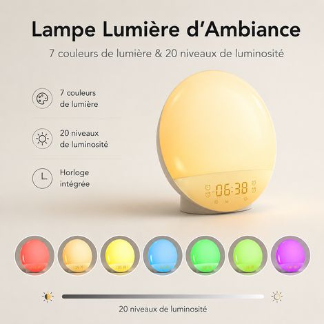 Réveil lumineux simulateur d'aube LED avec câble USB et prise US réf 1545 16,5 × 0,7 × 16,5 cm 500 g – Livraison gratuite (1/5)