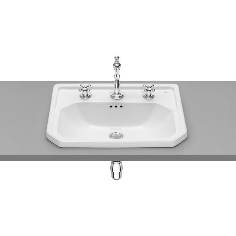 Lavabo de porcelana de encimera con 3 orificios CARMEN - ROCA (1/2)