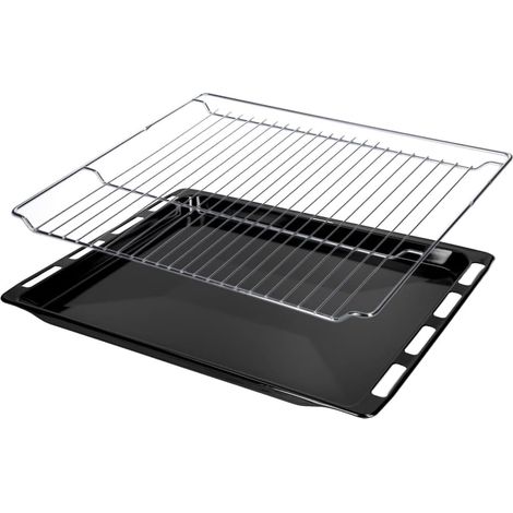 eRicambi® Teglia Forno Smaltata + Griglia Acciaio Inox 46,5x37,5x2,9 cm - Compatibile con Bosch HBA23B150J, Siemens HB23AB550E, Neff B15P42N0, Constructa CF1M00050