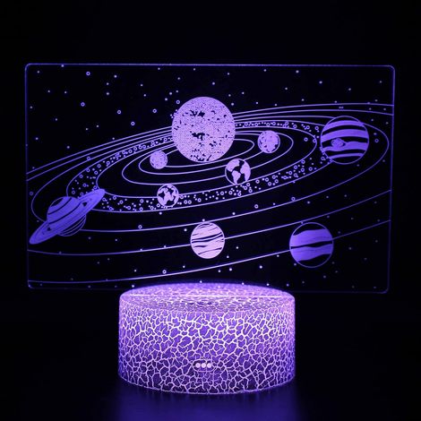 Film optique 3D solaire, univers, galaxie, veilleuse LED avec télécommande, le cadeau idéal pour les passionnés d'espace, garçons et filles.