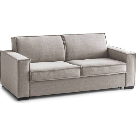 Talamo Italia Schlafsofa Addolorata, 3-Sitzer-Sofa, 100% Made in Italy, Wohnzimmersofa mit drehbarer Öffnung, aus gepolstertem Stoff, mit schmalen Armlehnen, Cm 200x95h90, Turteltaube