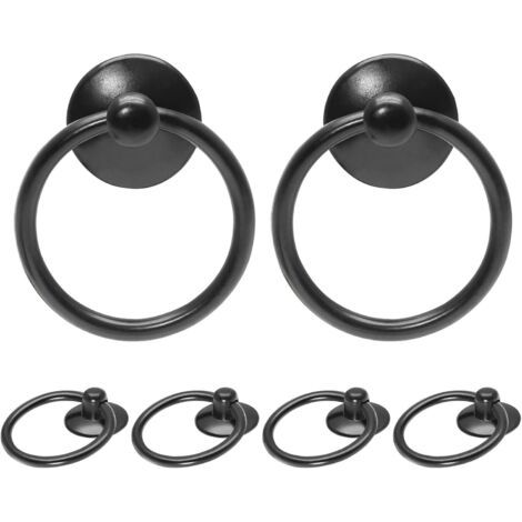 Schubladengriffe im Antik-Stil, einlochig – geeignet für Schränke, Kommoden, Schubladen und Türen – 6er-Set, schwarz (1/4)