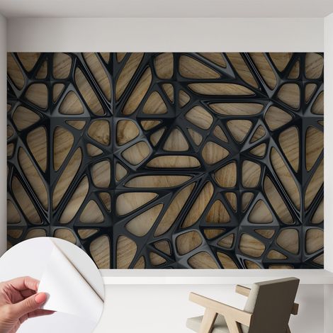 Papier peint adhésif décoratif pour salon chambre et cuisine Facile à poser avec colle Réseau en bois 152x104 cm (1/5)