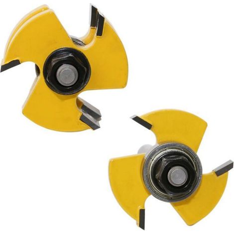 Couteau A Rainure Et Languette - Forme T - 3 Dents - 8 Mm - Pour Bois Et Composites - 2 Pièces (1/4)