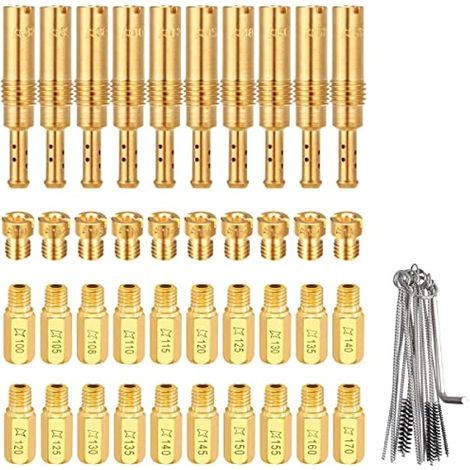 Kit de 40 gicleurs de carburateur pour carburateur PWK Keihin OKO CVK KOSO PE PWM (30 gicleurs principaux et 10 gicleurs de pilote lent), avec kit de brosse de nettoyage de carburateur (1/4)
