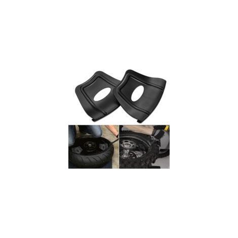 Une paire de protections de jante universelles pour motos et véhicules tout-terrain Lntyq, noires. (1/2)