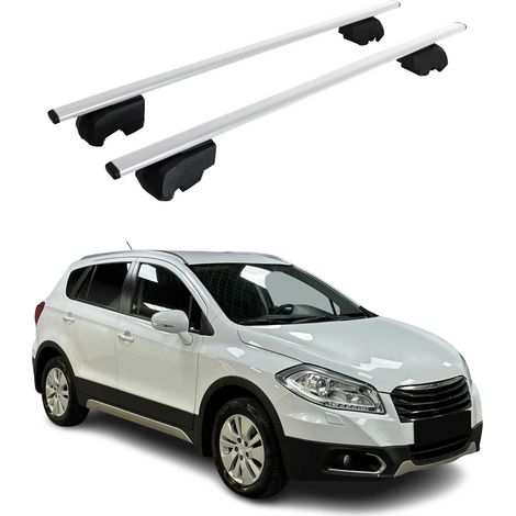 OMAC Dachtrager Quertrager für Suzuki SX-4 S-Cross 2013-2026 – City Crash getestet – ISO PAS 11154:2006 – Abschliessbar – Max 75 kg – 2 Stangen Stahl Silber (1/5)