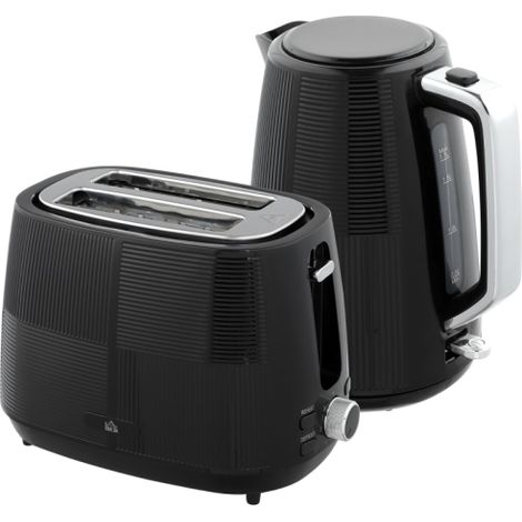Set bollitore e tostapane, 1,7 L, varie funzioni, acciaio inox, nero. Disponibile in loco. (1/5)