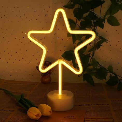 Étoile Enseigne lumineuse au LED - décoration murale veilleuse USB/néon à piles pour une installation facile (1/5)