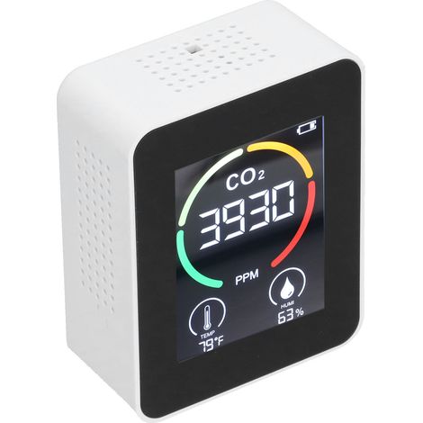 Moniteur de qualité de l'air 3 en 1, détecteur de dioxyde de carbone portable intelligent avec écran couleur, blanc (1/5)