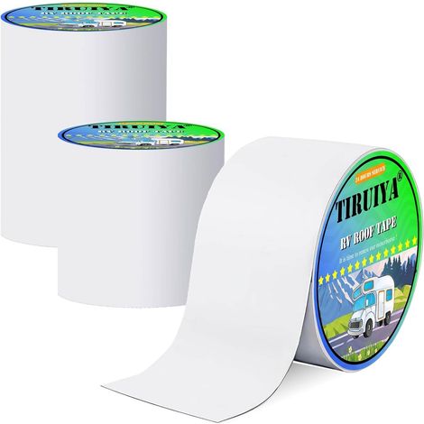 ruban pour caravane, ruban étanche blanc en butyle, bande etancheite autocollante bitumeuse pour RV, camping-car, toiture, bateau réparer les fuite (1/5)
