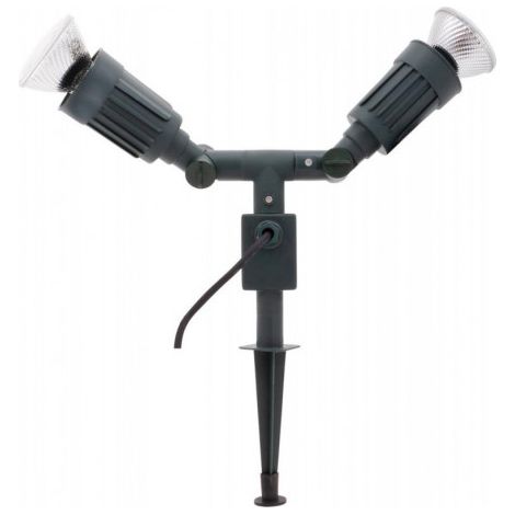 Piquet de terre avec spot de jardin double IP44 14m 2xE27 vert (1/3)