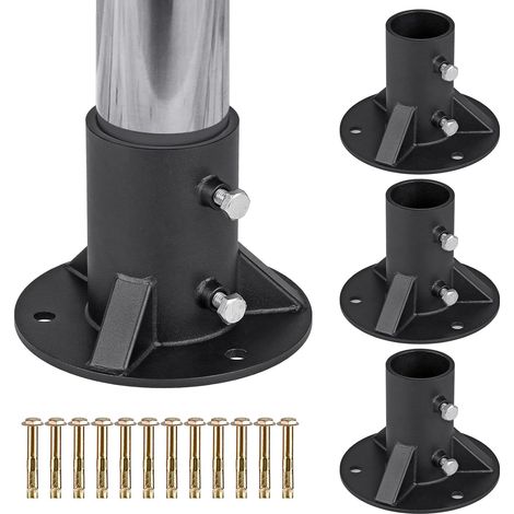 Poteaux de clôture en grillage à mailles 51 mm avec base à fente au sol - Base de poteau de clôture ronde à haute résistance adaptée aux tuyaux/poteaux avec diamètre extérieur, lot de 4 pièces (1/5)
