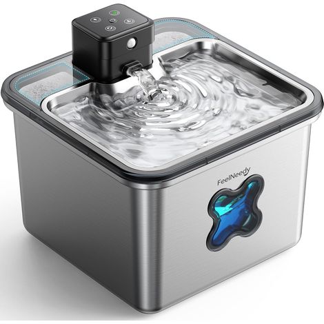Fontaine a Eau Chat sans Fil, 3.2L Fontaine à Eau pour Chat INOX (1/5)