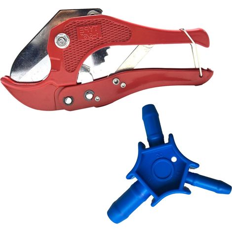 Coupe Tuyau et Ebavureur Multicouche Ensemble D'outils, Pince Coupe Tube pour Coupe-tube en 1-5/8 Pouces 42 MM, Calibreur Ebavureur pour Tuyau de Diamètre 16-20-26 MM avec Poignée Ergonomique (Bleu) (1/5)