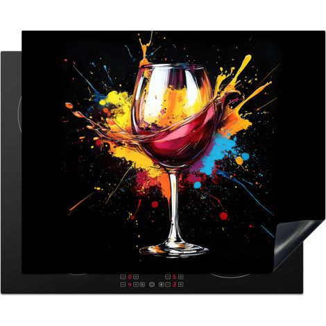 Induction Hob Protector Wine - Glass - Graffiti - Drink - Red - Paint 65x52 cm