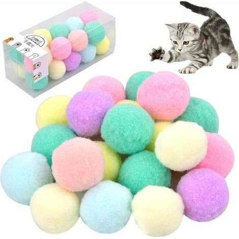 20 pezzi di palline giocattolo per gatti, palline di peluche elastiche per gatti, palline pelose per gatti, per gattini che giocano, per animali domestici (1/4)