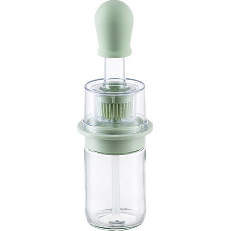 Flacon distributeur d'huile d'olive en verre avec goupillon et compte-gouttes en silicone (2 en 1). (1/5)