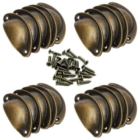 20pcs Vintage Shell Handles for Drawers, Cabinets and Kitchen Cabinets Retro Curved Iron Door Knob, 8.2cm x 3.5cm, Antique Brass (1/3)
