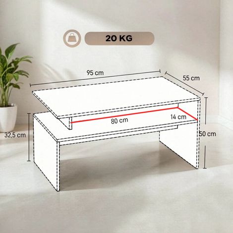 Table basse moderne avec étagère de rangement (1/5)