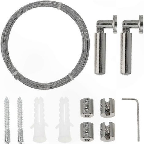 Ensemble de tringle à rideaux en acier inoxydable de 5 m, compatible avec les rideaux et les cordons de suspension (SE)WHBYV (1/4)