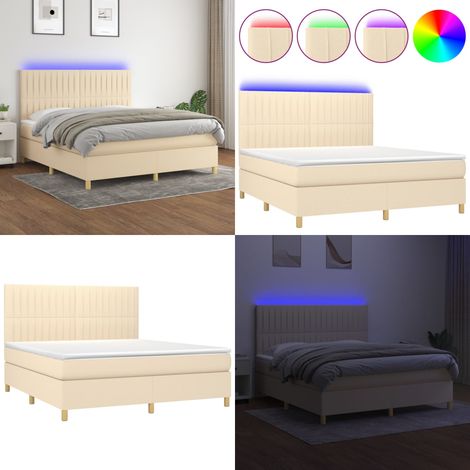 Boxspringbett mit Matratze & LED Creme 180x200 cm Stoff - Boxspringbett - Betten - Schlafräume - Cremefarbenes Bett - Lattenrost - Home & Living (1/5)