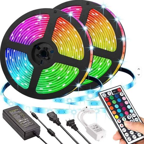 Éclairage d'ambiance, rubans lumineux Ensemble de bande LED néon avec 24 ou 44 boutons, télécommande Bluetooth 5V/12V pour éc(Y011) (1/5)