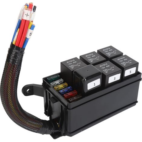 Boîtier de fusibles et relais 12V 6 relais 4 broches style Bosch 11 fusibles pour bateau moteur automobile (1/5)