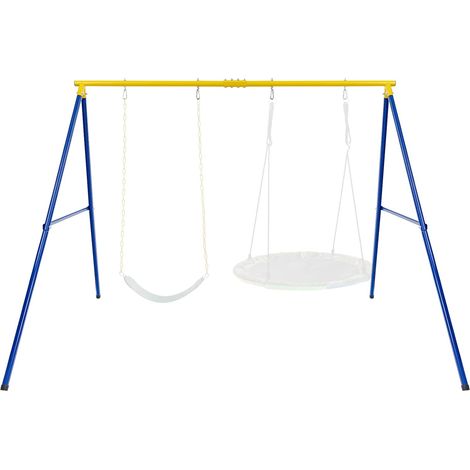 Goplus – Portique de balançoire en acier – Cadre support nid d’oiseau extra-large 300 kg – Patins antidérapants – Installation rapide (1/5)