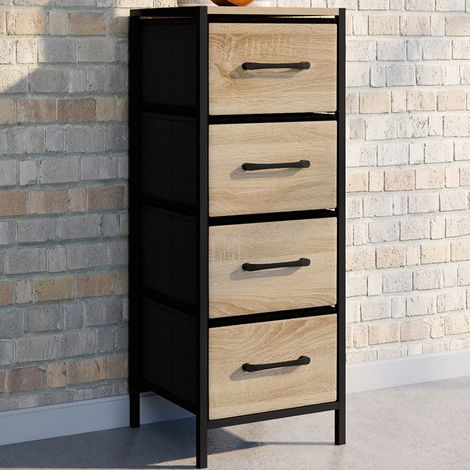 Mueble auxiliar de 4 cajones UTAH 30 cm chiffonnier, mueble de almacenaje de diseño industrial