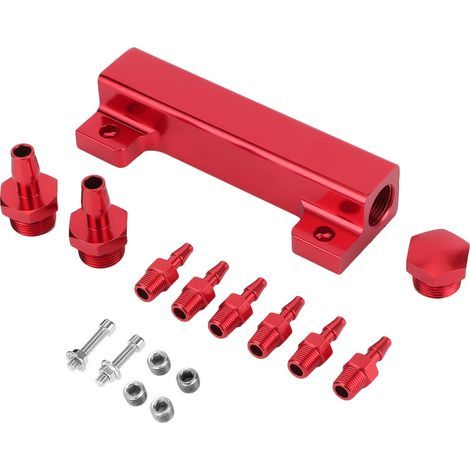 Collecteur d'admission universel 6 ports avec bloc vide, kit tubulure turbo, wastegate, suralimentation rouge (1/5)