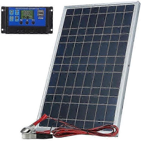 Chargeur de batterie solaire 10 W 12 V avec contrôleur 20 A pour véhicule, ouvre-portail, clôture électrique. Multicolore SZRH AS (1/5)