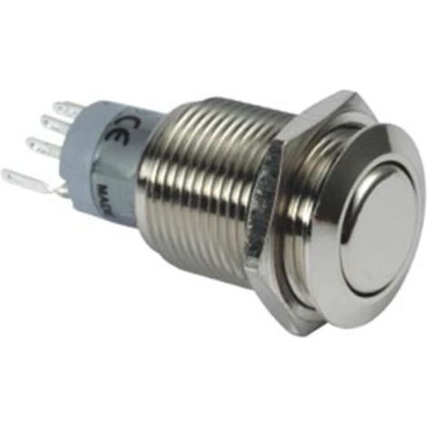 Interrupteur Rond - Spdt 1No 1Nc - Laiton Nickelé - Ip40 - 230 Vac 0.5 A - Ø16 Mm - 1 Pièce (1/2)