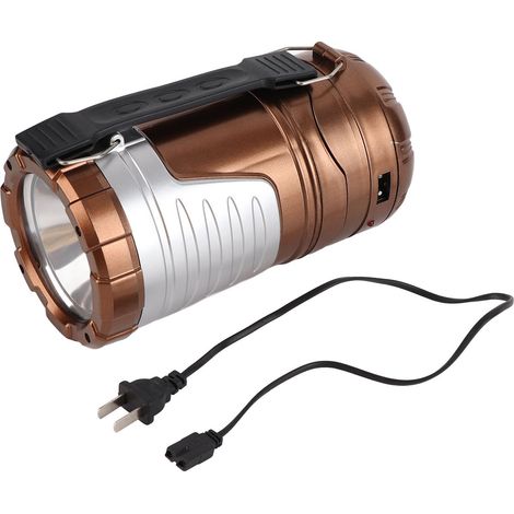 Lampe de camping LED portable solaire USB rechargeable, lampe de poche LED pour intérieur extérieur maison urgence panne randonnée US 110-200V laiton antique (1/5)