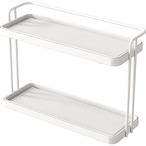 Étagère double étages style japonais Ins, rangement bureau cuisine en U, blanc (1/5)