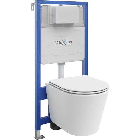 Mexen Rico kit empotrado WC bastidor Fenix Slim con taza WC y asiento de cierre suave, blanco mate - 61030724001 (1/3)