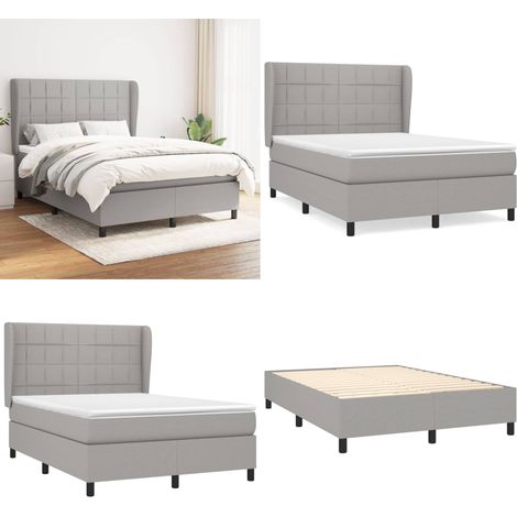Boxspringbett mit Matratze Hellgrau 140x200 cm Stoff - Boxspringbett - Doppelbett - Bettenrahmen - Schlafsystem - Lattenrost - Home & Living