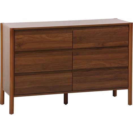 Wood decor chest with 6 drawers, Harmony, Walnut, 120x42x78 cm