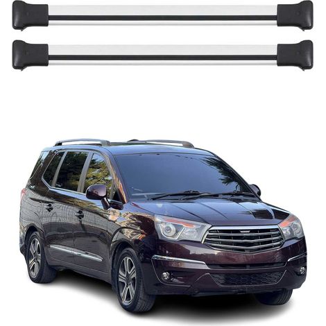 OMAC Aluminium Dachträger Querträger für Ssangyong Rodius II 2012-2019 – Max. 75 kg – 2 Stangen Silber (1/5)