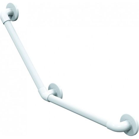 BARRE D\'APPUI DE RELEVEMENT COUDEE MAX 90 KG 135° CANELEE BLANC 450X450 450X450