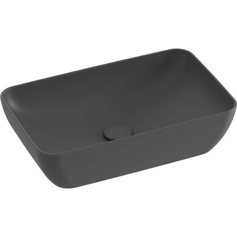 Ravak UNI - Lavabo sobre encimera 50x31 cm, sin rebosadero, sin orificio para grifería, antracita XJX03150001 (1/4)