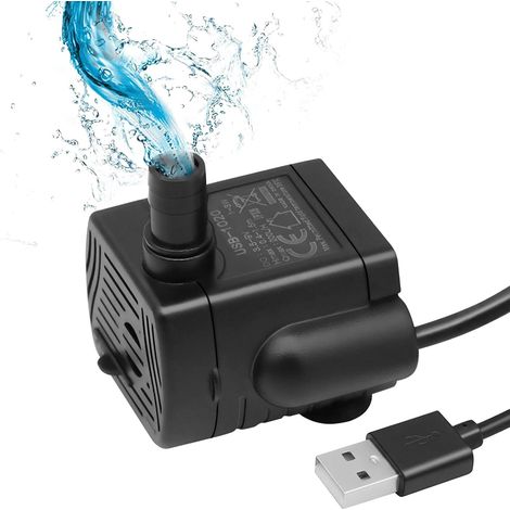 Mini pompe à eau submersible USB 1-3 W 200 l/h pour fontaine à chat, aquarium, étang, mini bassin à poissons et jardinières (1/5)