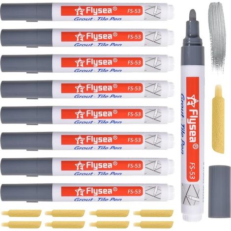 Stylo Joint Carrelage Gris Clair 8 Pièces Grout Pen Salle De Bain émail Réparation Crayon à Joints Rechange Blanc Pour La Carreaux Et Cuisin (1/5)