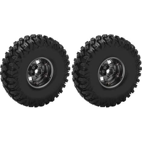 2 pneus jantes 1.9 pouces 120 mm pour Axial SCX10 D90 F350 voiture RC 1/10 pièces de rechange noir titane (1/5)