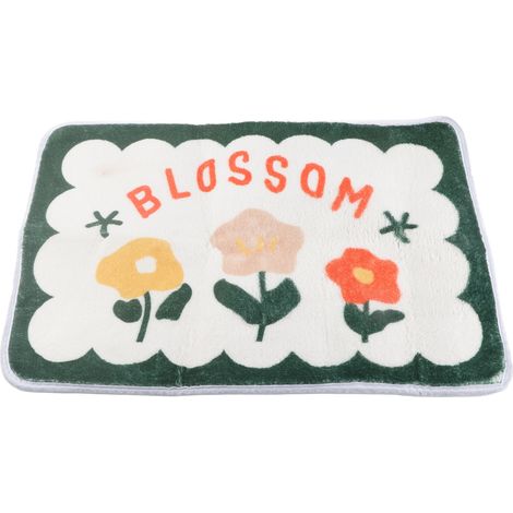 Tapis de bain antidérapant absorbant avec motif floral, moelleux pour salle de bain, chambre, cuisine, lot de 3 petites fleurs (1/5)